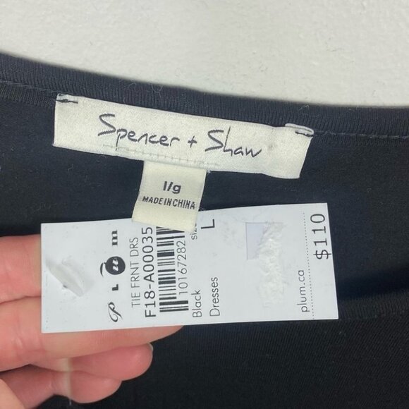 NWT Black Tie Front Dress Size Large Spence + Shaw New Tags Midi Length‎ Minimal - Picture 3 of 9